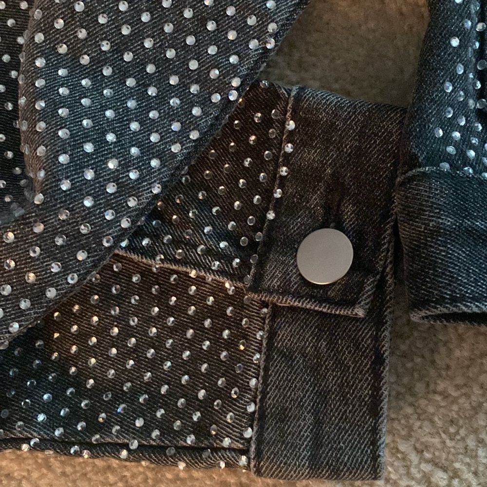 Windsor NWT size small acid black denim bling jacket - Picture 12 of 13